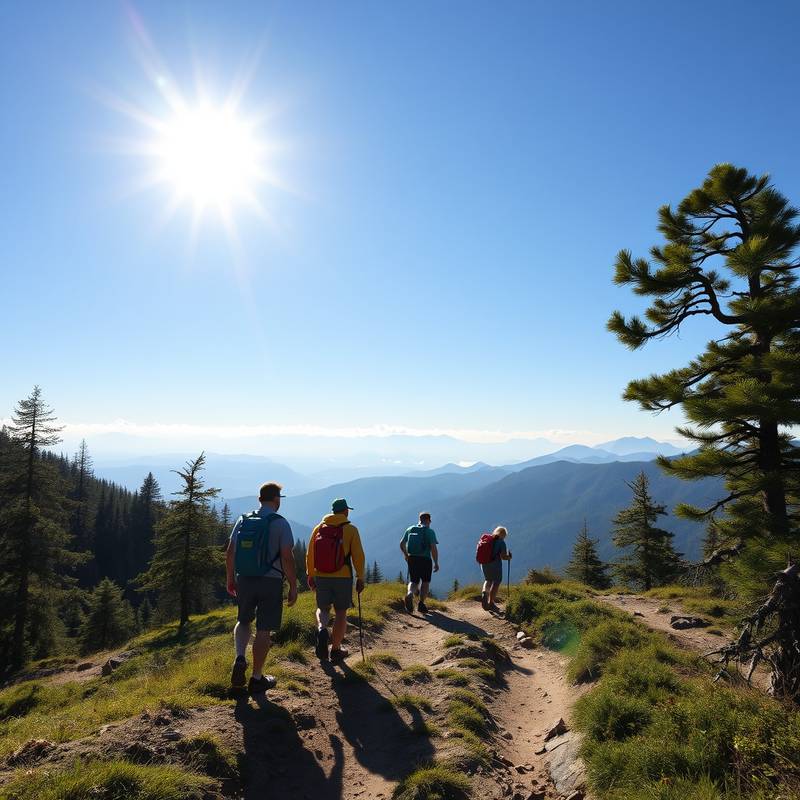 Grupo de personas haciendo senderismo en la montaña