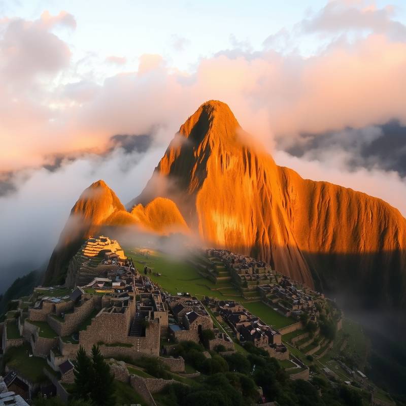 Vista de Machu Picchu al amanecer